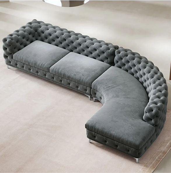 TOSCA - L-Shaped Curved Chester Sectional Sofa Upholstered