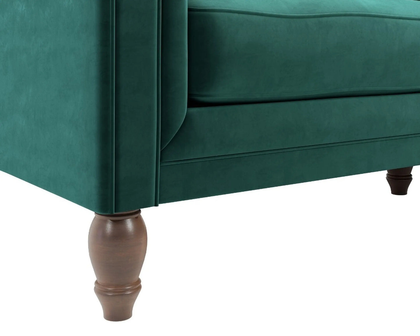 Medium Green Velvet Corner Sofa