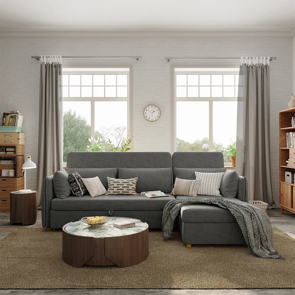 3 Seater Fold Out Sofa cum Bed In Grey Colour