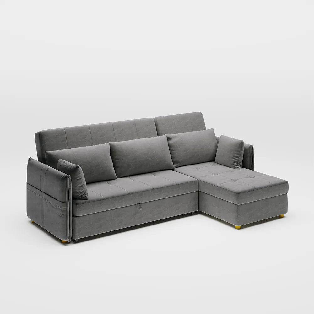 3 Seater Fold Out Sofa cum Bed In Grey Colour