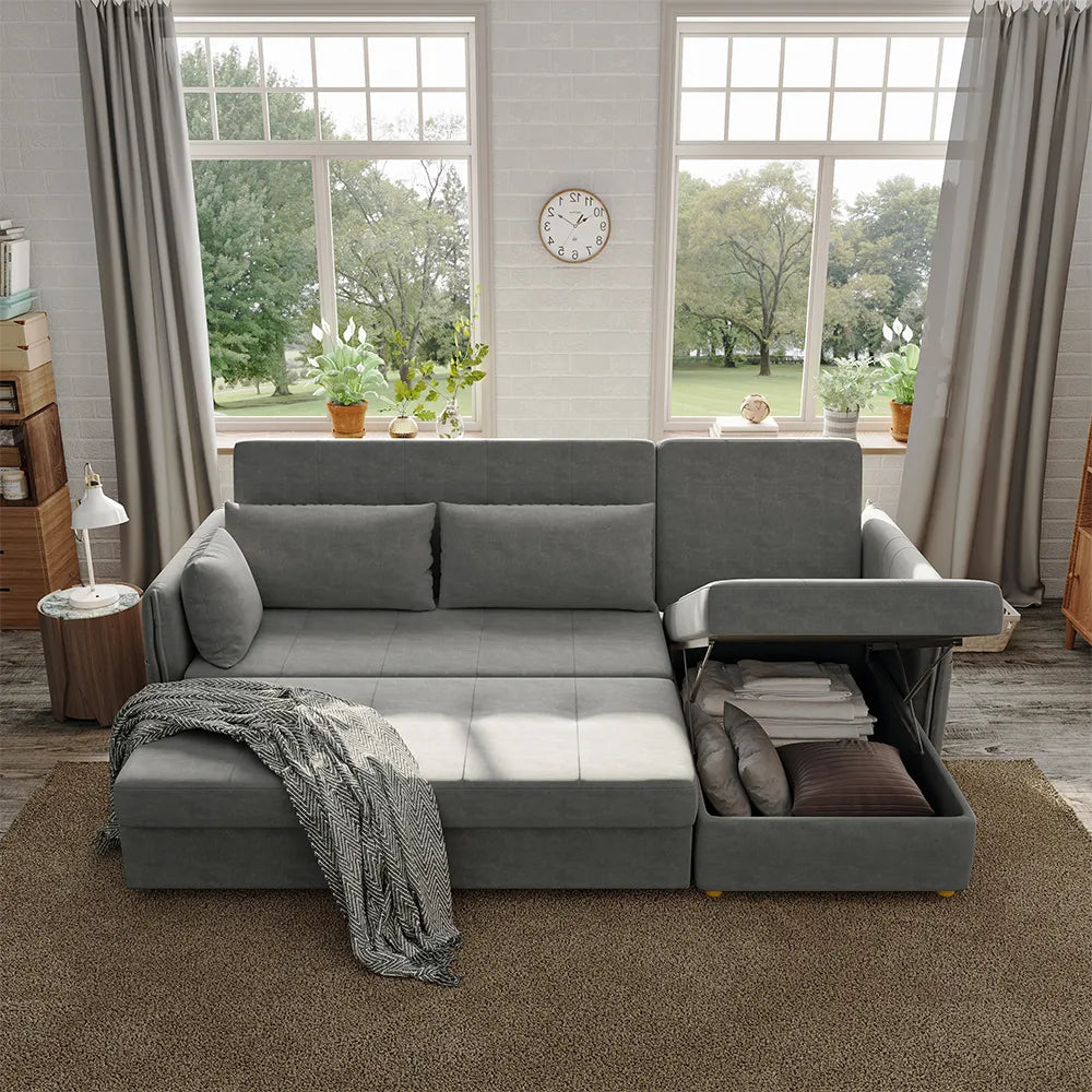 3 Seater Fold Out Sofa cum Bed In Grey Colour
