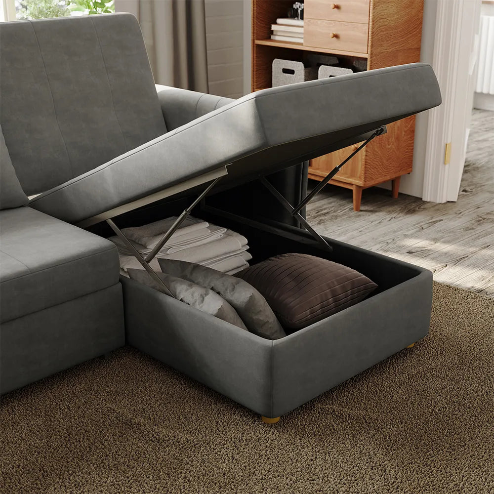 3 Seater Fold Out Sofa cum Bed In Grey Colour