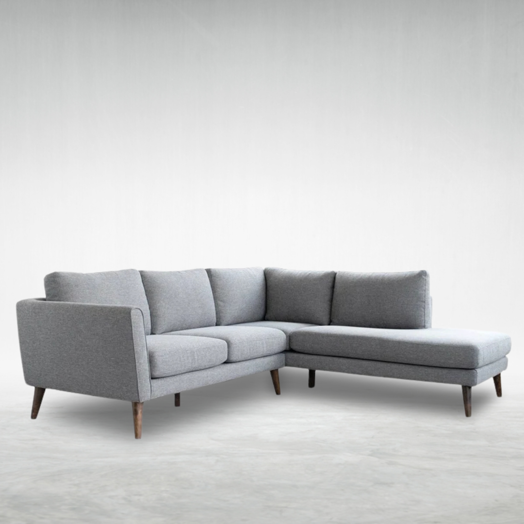 Elite - Upholstered Sectional sofa with wooden legs