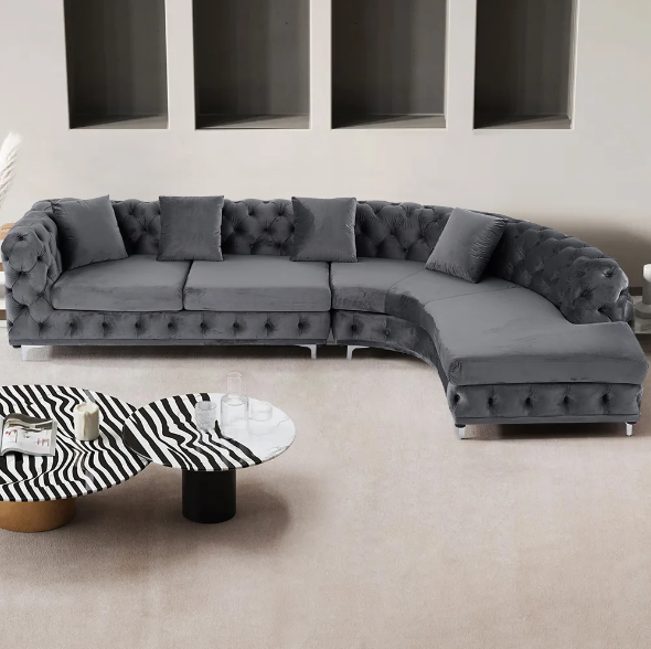TOSCA - L-Shaped Curved Chester Sectional Sofa Upholstered