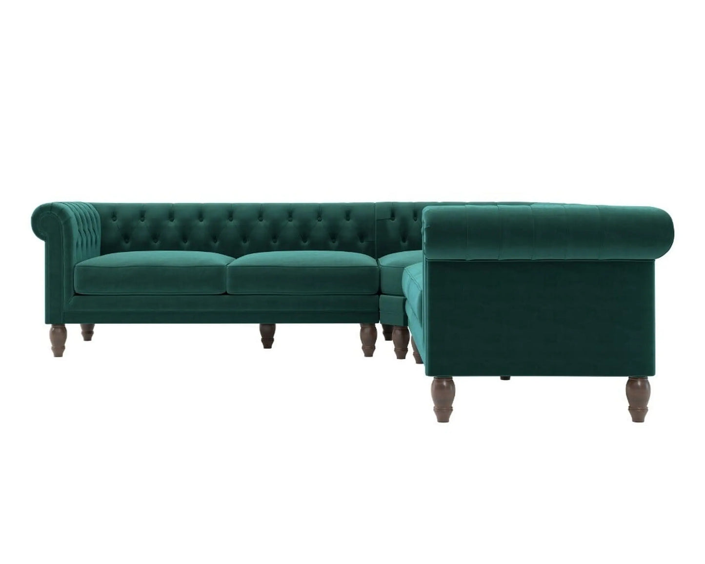 Medium Green Velvet Corner Sofa