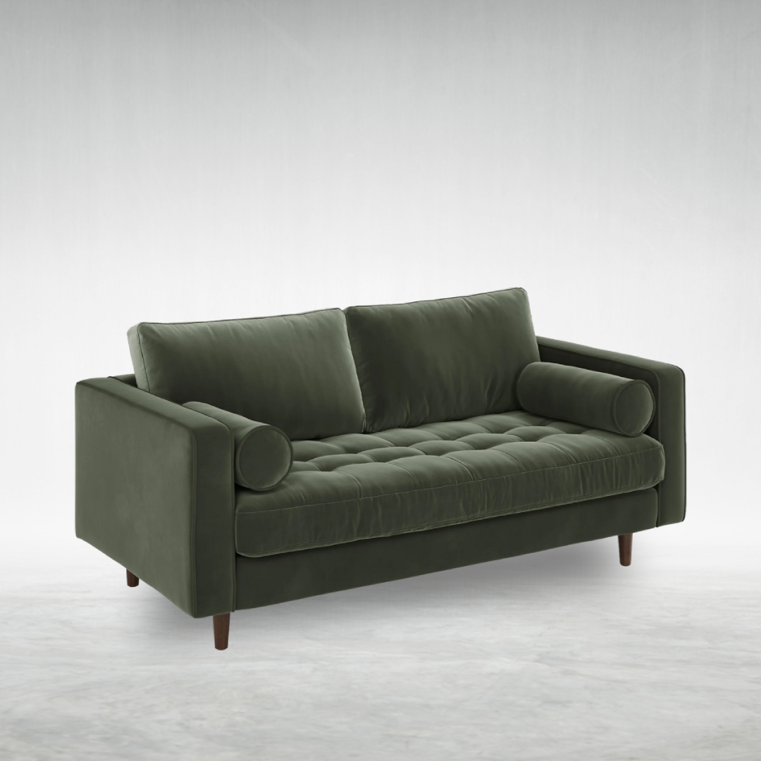 2" Tufted Velvet Loveseat - Plush Pacific Green