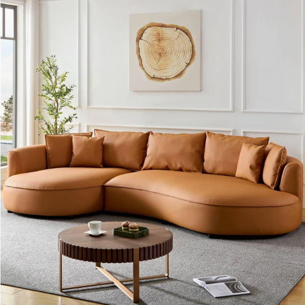 Curvy Leather Curved Sectional Sofa