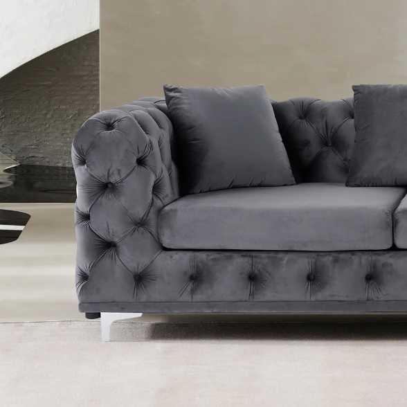 TOSCA - L-Shaped Curved Chester Sectional Sofa Upholstered