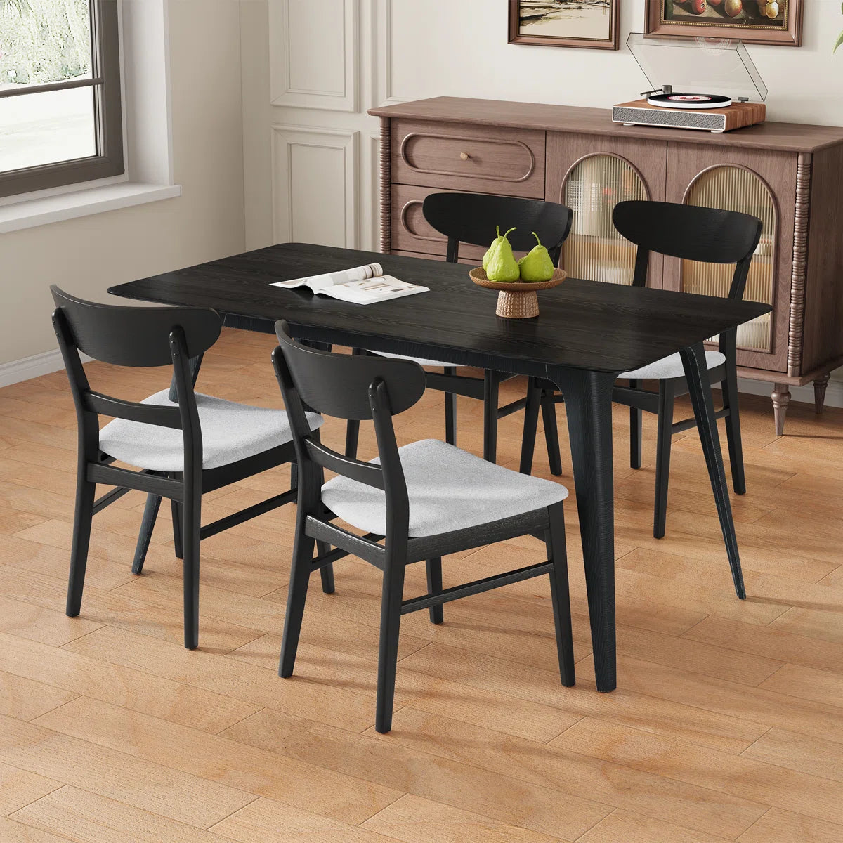 ARMGRAT - 4 seater wooden dark walnut dining