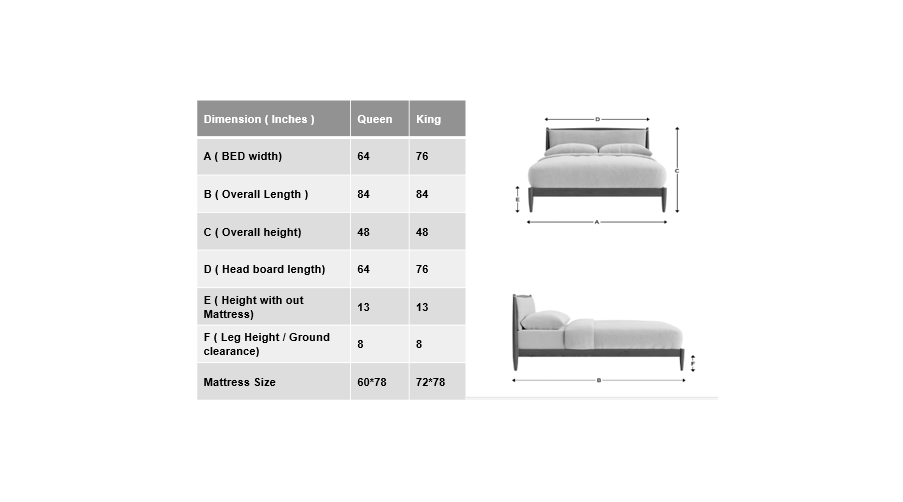 Peter- Walnut Finish Solid wood Bed
