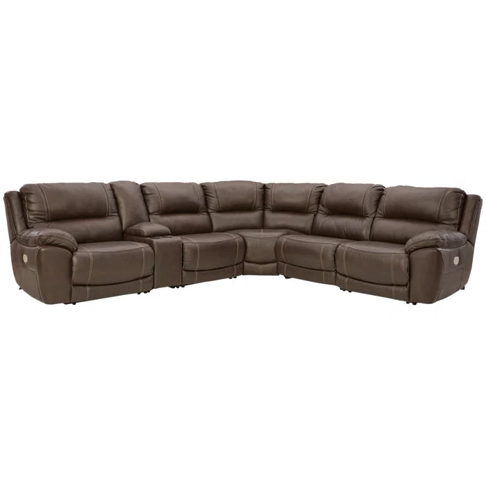 Irish Cocoa- 6 - Piece half leather Reclining Sectional