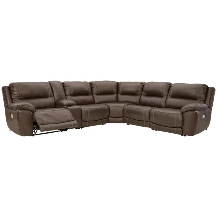 Irish Cocoa- 6 - Piece half leather Reclining Sectional