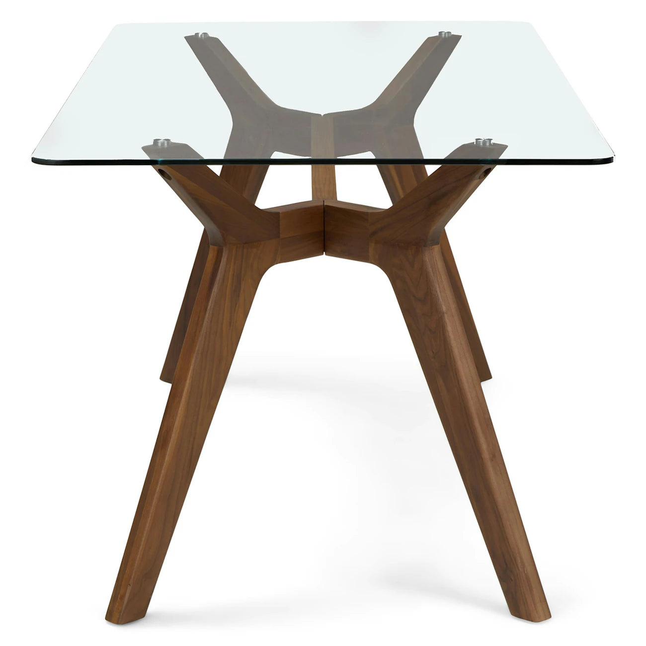 Emmer 71" Glass Dining Table - Walnut