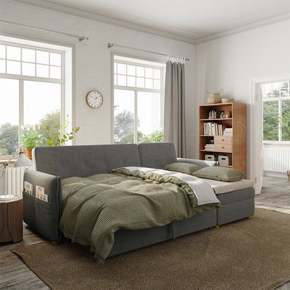 3 Seater Fold Out Sofa cum Bed In Grey Colour