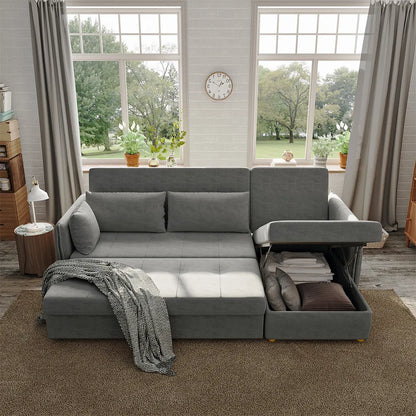 3 Seater Fold Out Sofa cum Bed In Grey Colour