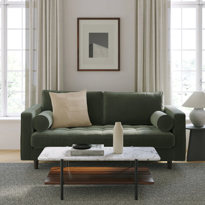 2" Tufted Velvet Loveseat - Plush Pacific Green