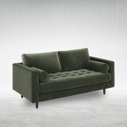 2" Tufted Velvet Loveseat - Plush Pacific Green