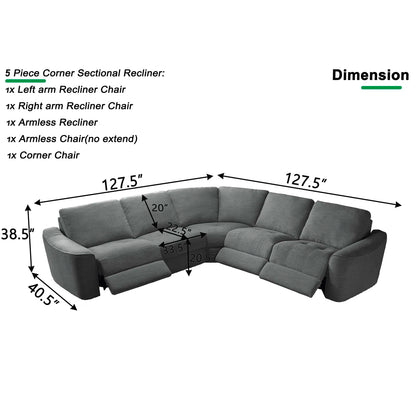 Shaddock - 5PC sectional Recliner