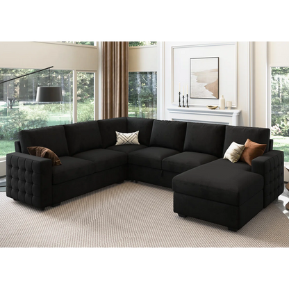 Chasidic U-Shaped Sectional Sofa Bed Pull Out Sleeper Couch With Storage Chaise