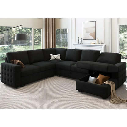 Chasidic U-Shaped Sectional Sofa Bed Pull Out Sleeper Couch With Storage Chaise
