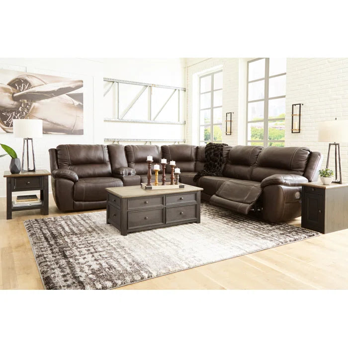 Irish Cocoa- 6 - Piece half leather Reclining Sectional