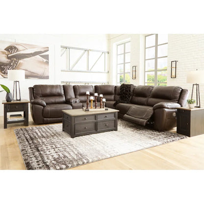Irish Cocoa- 6 - Piece half leather Reclining Sectional