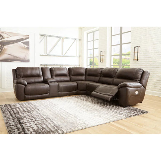 Irish Cocoa- 6 - Piece half leather Reclining Sectional