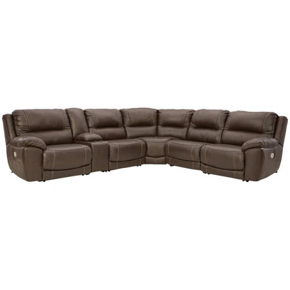 Irish Cocoa- 6 - Piece half leather Reclining Sectional