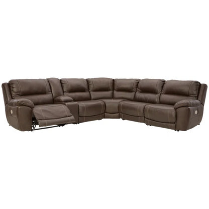 Irish Cocoa- 6 - Piece half leather Reclining Sectional