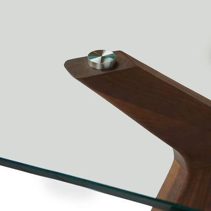 Emmer 71" Glass Dining Table - Walnut