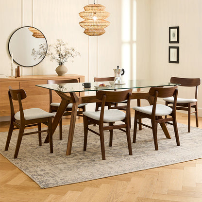 Emmer 71" Glass Dining Table - Walnut