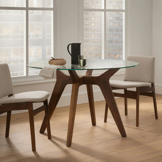 Emmer- Round Glass top dining table