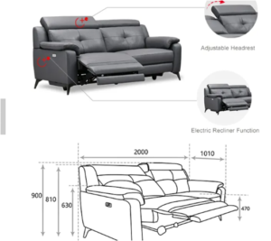 MAXIMUS : 2 Seat Luxury Electric Recliner with soft touch PU coated leatherette