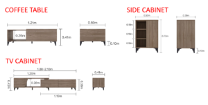 AYA  ( TV Cabinet + Side cabinet + Coffee table )