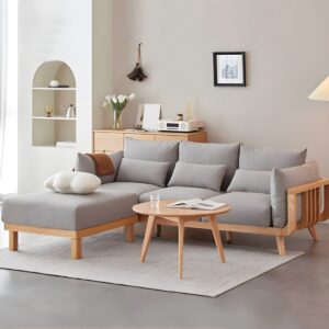 Solid Wood Contemporary Fabric Square Arm Sofa