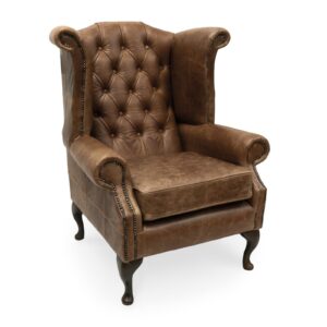 Tufted Leather English Chesterfield Wing Chair