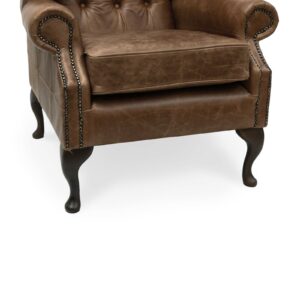 Tufted Leather English Chesterfield Wing Chair