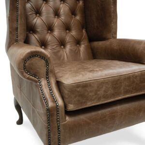 Tufted Leather English Chesterfield Wing Chair